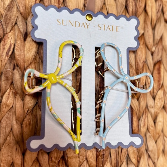 Floral Yellow and Blue Hair Claw Clips - Picture 3 of 5